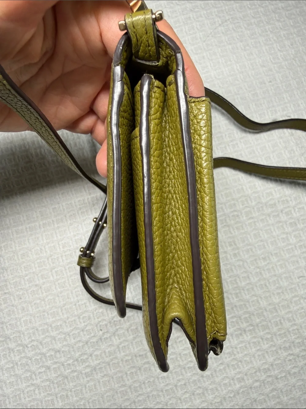 Michael Kors olive green wallet crossbody small leather bag